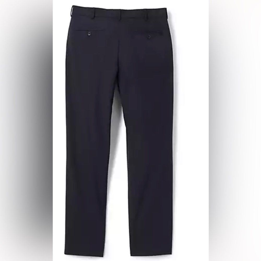 Land’s End Men's Washable Wool Plain Trousers - Traditional Fit, 33x28 Navy EUC